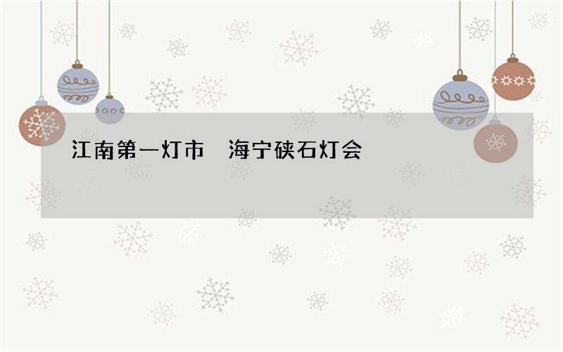 江南第一灯市 海宁硖石灯会